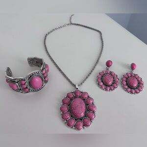 Pink and Silver Jewelry Set